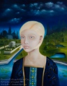 Graveyard Girl from the Dream City by Airn LeBus. Oil on panel, 11x14 inches, 2009.